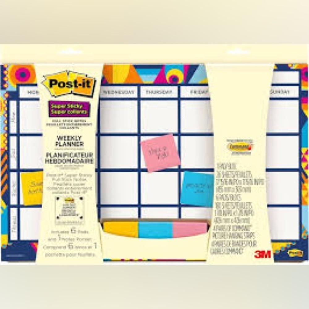 Weekly Planner with Colorful Sticky Notes (three packages)